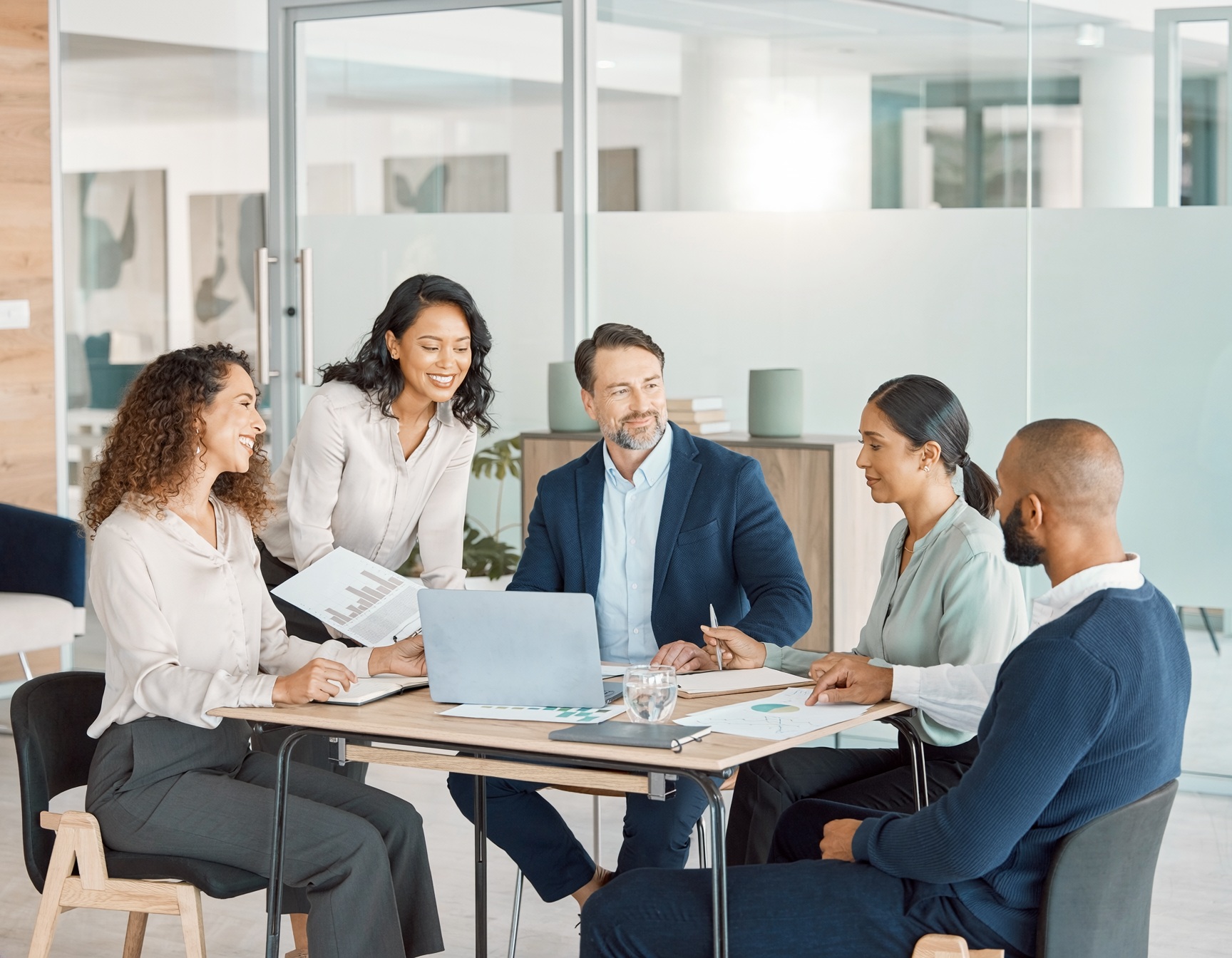 Business professionals meeting in a modern office